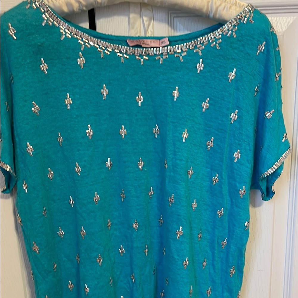 Embellished Teal Top